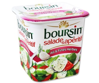 Queso para ensalada fresco con ajo y finas hierbas en tacos BOURSIN 120 g. Queso para ensalada fresco con ajo y finas hierbas en tacos BOURSIN 120 g.