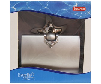 Porta rollos cromado con tapa TOYMA Estrella. Porta rollos cromado con tapa TOYMA Estrella.