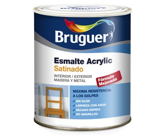 Bote de 0.75 litros de esmalte acrílico decorativo, de color negro con acabado satinado BRUGUER.