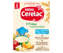 Papilla de 5 frutas y creales con leche para preparar con agua, a partir de 6 meses NESTLÉ Cerelac 250 g.
