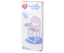 Trona de madera, accesorio para muñeco bebé de hasta 42 centímetros ONE TWO FUN ALCAMPO.