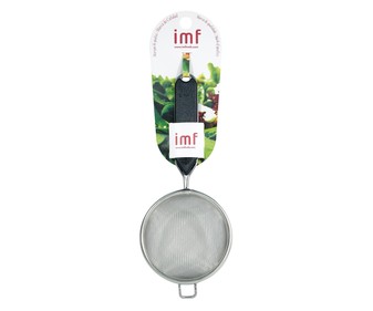 Colador de acero inoxidable con un apoyo y mango de polietileno, 10 centímetros de diámetro IMF. Colador de acero inoxidable con un apoyo y mango de polietileno, 10 centímetros de diámetro IMF.