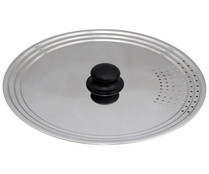 Tapa de acero inoxidable con colador incorporado para sartenes de 28 a 32 cm. ESSENTIAL.