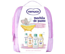 Mochila de paseo de color rosa, con bolsillo lateral y doble cremallera NENUCO.