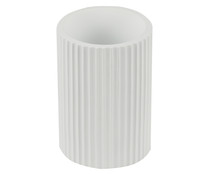 Vaso portacepillos de porcelana con rayas, color blanco, 7.5X7.5X10CM, ACTUEL.