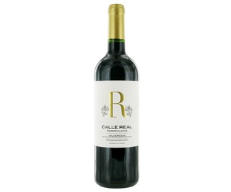 Vino tinto reserva con denominación de origen Valdepeñas CALLE REAL botella de 75 cl. Vino tinto reserva con denominación de origen Valdepeñas CALLE REAL botella de 75 cl.