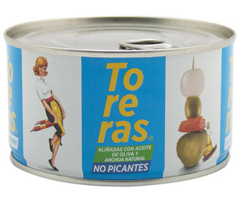 Banderillas no picantes en aceite de oliva KIMBO TORERAS lata de 330 grs Banderillas no picantes en aceite de oliva KIMBO TORERAS lata de 330 grs