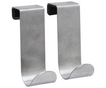 Set de 2 ganchos de acero inoxidable en color plata, 3x8 cm, ACTUEL. 