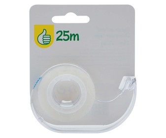 Cinta adhesiva con dispensador transparente, 25 metros PROUDUCTO ECONÓMICO ALCAMPO. Cinta adhesiva con dispensador transparente, 25 metros PROUDUCTO ECONÓMICO ALCAMPO.