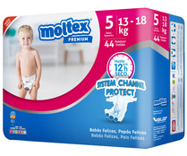 Pañales talla 5, para niños de 13 a 18 kilogramos MOLTEX Premium 44 uds.