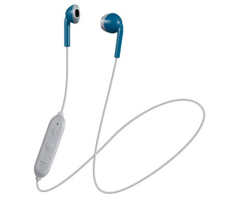 Auriculares bluetooth tipo botón JVC HA-F19BT IPX2, controlador de volumen, micrófono, color azul. Auriculares bluetooth tipo botón JVC HA-F19BT IPX2, controlador de volumen, micrófono, color azul.