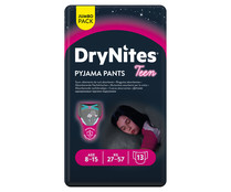 Pañales de noche talla 8 (braguitas absorbentes), para niñas de 27 a 57 kilogramos y de 8 a 15 años DRYNITES Pijama pants teen 13 uds.