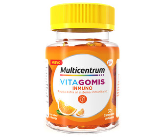Complemento alimenticio multivitamínico en cómodos caramelos de goma con sabor naranja MULTICENTRUM Vitagomis Inmuno 30 uds. Complemento alimenticio multivitamínico en cómodos caramelos de goma con sabor naranja MULTICENTRUM Vitagomis Inmuno 30 uds.