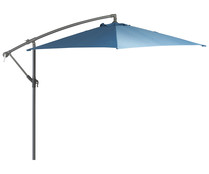Sombrilla de jardín 3 metros con sistema de apertura con manivela, color azul, GARDEN STAR ALCAMPO.