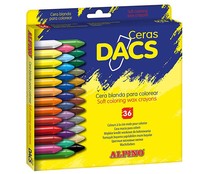 Caja de 36 ceras blandas de colores ALPINO Dacs.