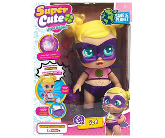 Muñeca superheroína Sofi con accesorios, luz y sonidos, SUPER CUTE LITTLE BABIES.