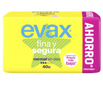Compresas sin alas normal EVAX Fina y segura 40 uds.