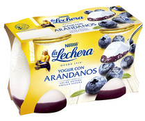 Yogur con arándanos y leche entera de origen España LA LECHERA de Nestlé 2 x 125 g.