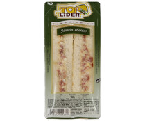 Sandwich de pan blanco con jamón ibérico de cebo, mayonesa y huevo cocido TOP LIDER 150 g.