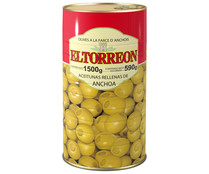 Aceitunas verdes manzanilla rellenas de anchoa EL TORREON lata de 590 g.