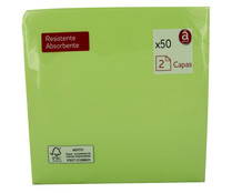 Servilletas doble capa de 40x40 en color verde ACTUEL 50 uds.