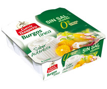 Queso fresco de Burgos 0 % sin sal GARCIA BAQUERO pack 4 uds. x 60 g. Queso fresco de Burgos 0 % sin sal GARCIA BAQUERO pack 4 uds. x 60 g.