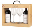 Estuche con 2 botellas de vino tinto con denominación de origen Ribera del Duero + 2 copas BELA.