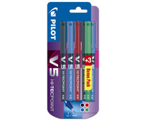 Pack de 3 + 3 bolígrafos V5 de tinta líquida y trazado fino 0,5 mm, PILOT. Pack de 3 + 3 bolígrafos V5 de tinta líquida y trazado fino 0,5 mm, PILOT.