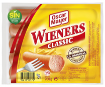 Salchichas de cerdo y pollo, cocidas y con sabor ahumado OSCAR MAYER Wieners 200 g.