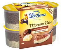 Mousse de chocolate con leche y chocolate blanco LA LECHERA de Nestlé 4 x 59 g.