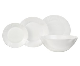 Vajilla completa de 19 piezas, 6 servicios, fabricada en vidrio opal color blanco LUMINARC 1 unidad.