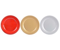 Bajoplato color oro, plata o rojo con borde de bolitas, 32,8cm HOME.