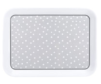 Bandeja de melamina gris con lunares blancos, 43,5x32,5cm., GERS.
