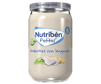 Potitos® de lenguado con verduras selectas a partir de 6 meses NUTRIBÉN 250 g. Potitos® de lenguado con verduras selectas a partir de 6 meses NUTRIBÉN 250 g.