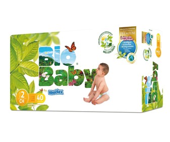 Pañales talla 2, para bebés de 5 a 8 kilogramos MOLTEX Bio Baby 40 uds. Pañales talla 2, para bebés de 5 a 8 kilogramos MOLTEX Bio Baby 40 uds.