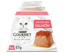 Alimento gatos húmedo, mousse con salmón PURINA GOURMET 4 uds. x 57 g.