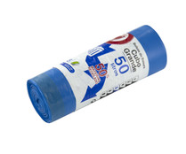 Bolsas de basura con autocierre capacidad. azul 50 litros 70 x 75 cm PRODUCTO ALCAMPO 15 uds.