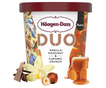 Tarrina de helado de vainilla con avellanas y caramelo crujiente HÄAGEN-DAZS Duo 420 ml.