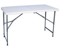 Mesa plegable multiuso de resina de color blanco, 122x61x58/74 cm, IKUNIK. Mesa plegable multiuso de resina de color blanco, 122x61x58/74 cm, IKUNIK.