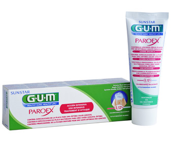 Pasta de dientes de uso intensivo para una óptima salud de las encías GUM Paroex 75 ml. Pasta de dientes de uso intensivo para una óptima salud de las encías GUM Paroex 75 ml.