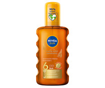 Aceite solar protector en spray, resistente al agua y con factor protección 6 (bajo) NIVEA Sun 200 ml.