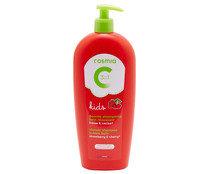 Gel para ducha, baño de espuma y champú con aroma a fresa y frambuesa COSMIA Kids 400 ml.