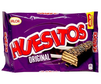 Barritas de barquillo cubierto de chocolate HUESITOS 6 uds. 120 g. Barritas de barquillo cubierto de chocolate HUESITOS 6 uds. 120 g.