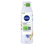 Gel para baño o ducha con un 98% de ingredientes de origen natural, aceite bio y flor de algodón NIVEA Naturally good 500 ml.