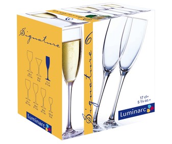 Copas tipo flauta modelo Signature, con capacidad de 17 centilitros LUMINARC pack de 6 unidades. Copas tipo flauta modelo Signature, con capacidad de 17 centilitros LUMINARC pack de 6 unidades.