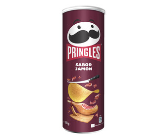 Patatas con forma de teja sabor jamón bote de 165 g.