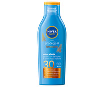 Leche solar protectora y activadora del bronceado, con factor de protección 30 (alto) NIVEA Sun protege & broncea 200 ml.