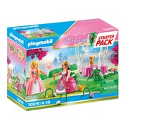 Conjunto de juego Starter pack Jardín de la princesa con accesorios y 2 figuras, 77 piezas, PLAYMOBIL PRINCESS 70819.