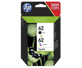 Pack de 2 cartuchos de tinta HP 62 N9J71AE, negro y tricolor, Pack de 2 cartuchos de tinta HP 62 N9J71AE, negro y tricolor,