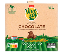 Bebida de soja de cultivo 100% local, con sabor a chocolate VIVESOY de Pascual 6 x 1 l.